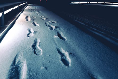 Free Footprints On Snow  Stock Photo