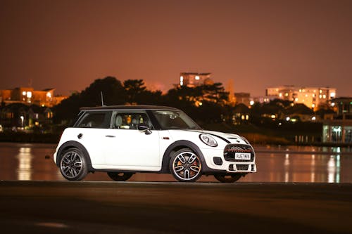 White and Black Mini Cooper 