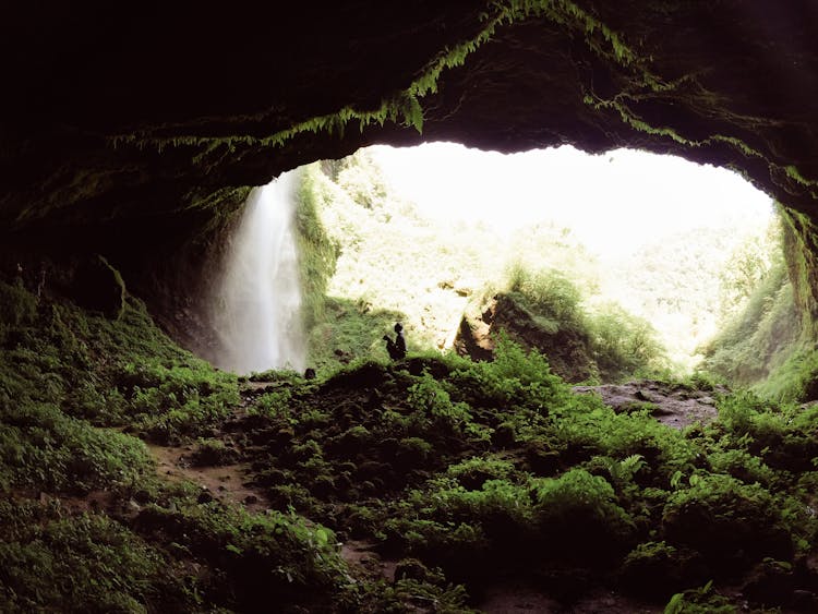 A Cave With A Waterfall