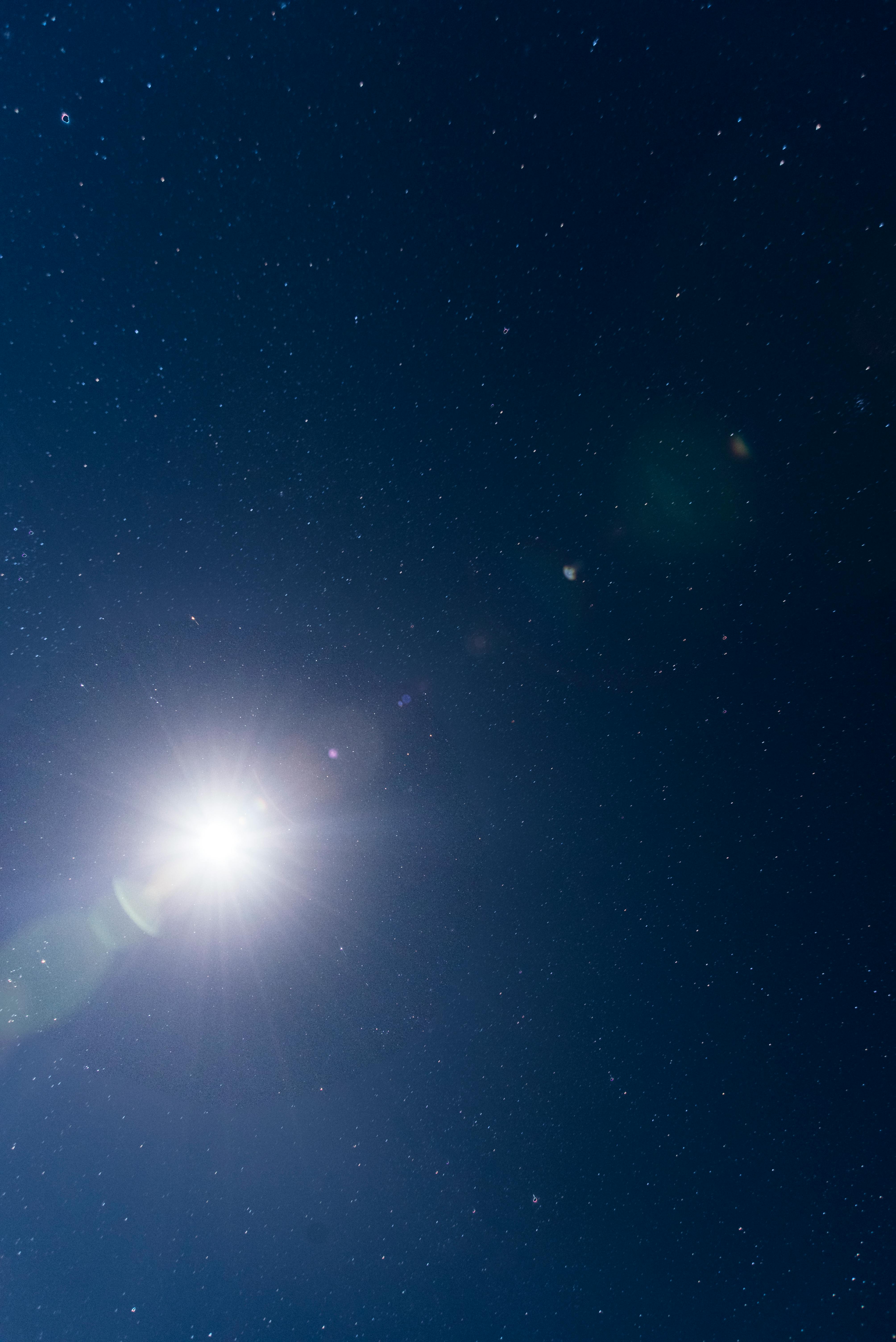 Free stock photo of lens flare, moon flare, night sky