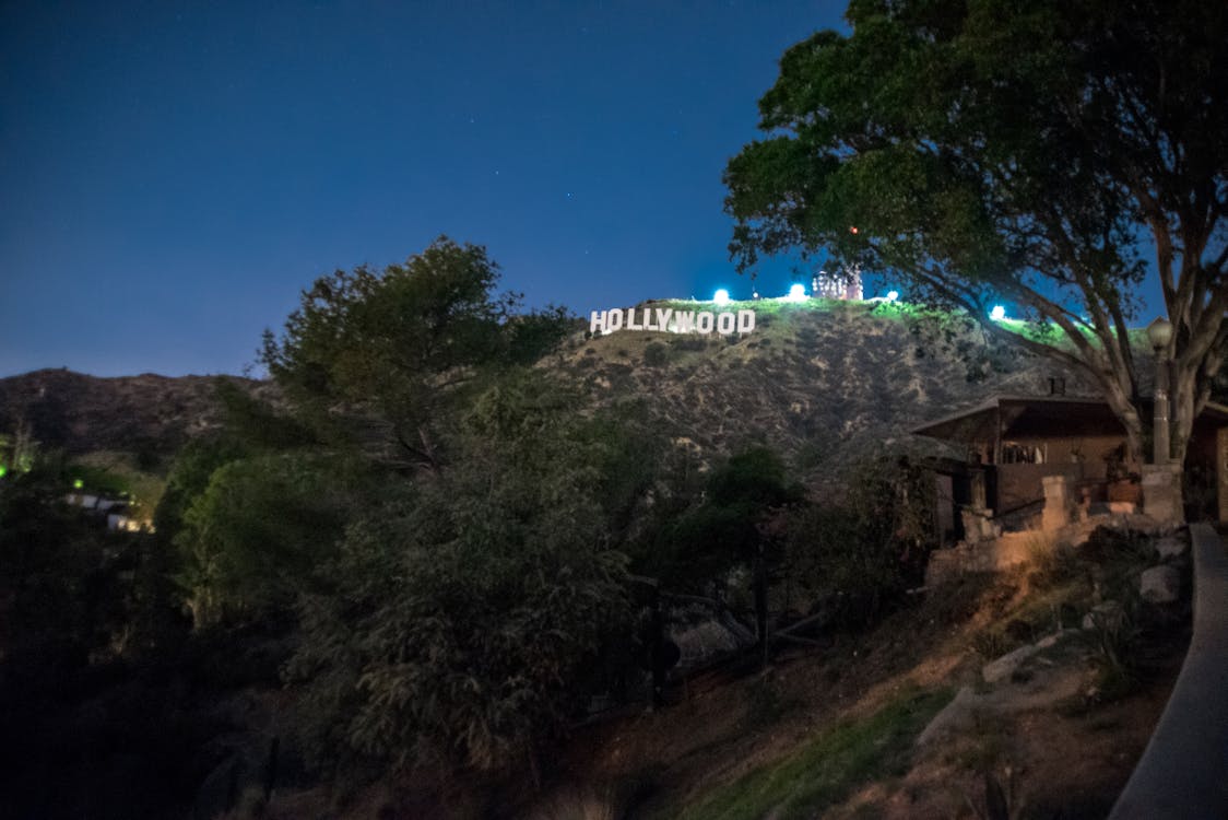 Free stock photo of Hollywood night, hollywood sign, Hollywood Sign night