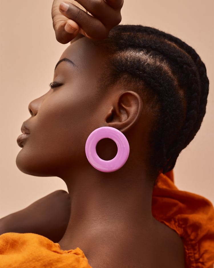 Beautiful Woman Wearing Hoop Earrings 