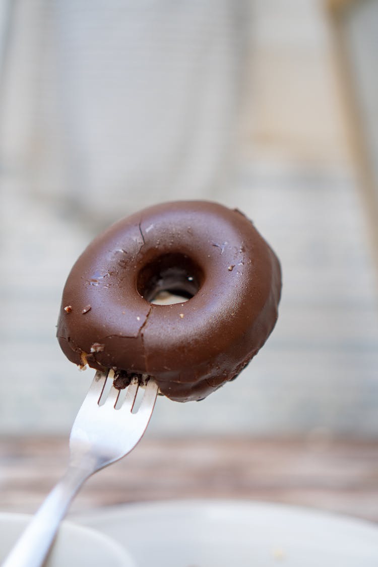 Chocolate Donut On A Fork