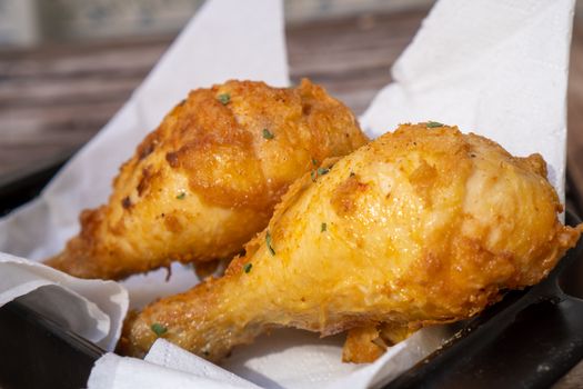 Chicken Leg, Drumstick And Thigh, Fried