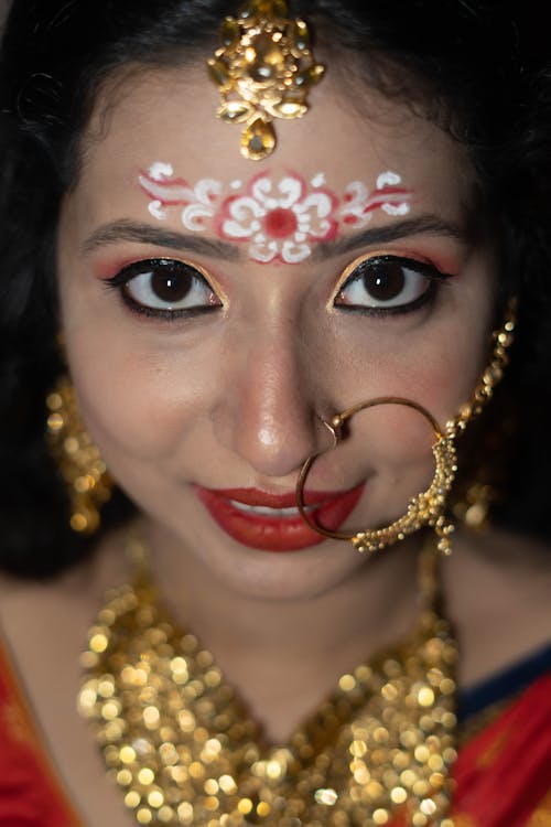 インド文化, 化粧, 垂直ショットの無料の写真素材