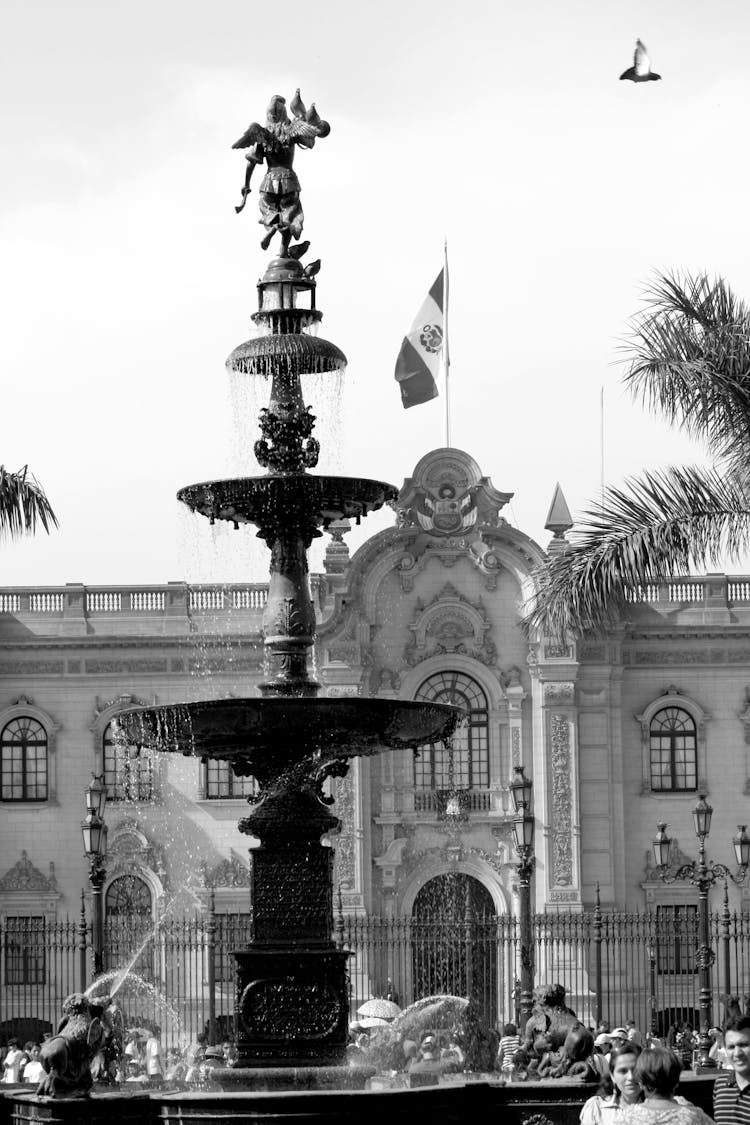 Fountain In Front Of Government Palace In Peru