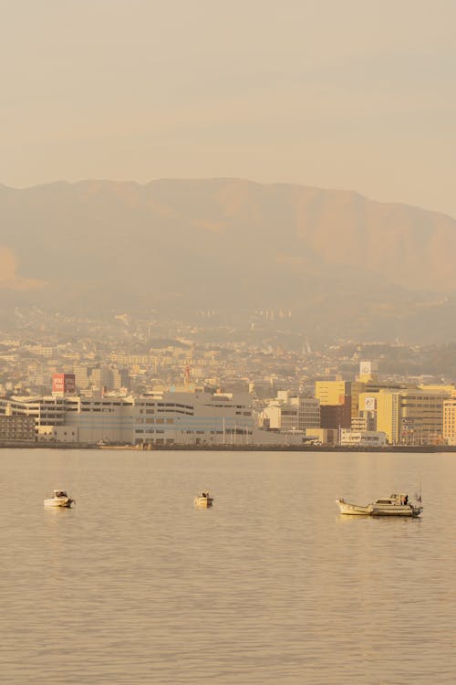 Foto d'estoc gratuïta de amb boira, barques, capvespre