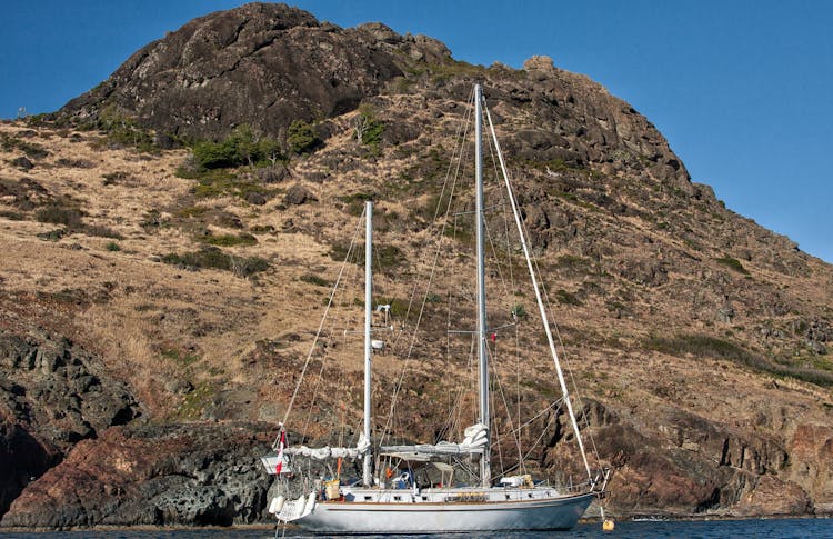 Sailboat Anchored Near Coast