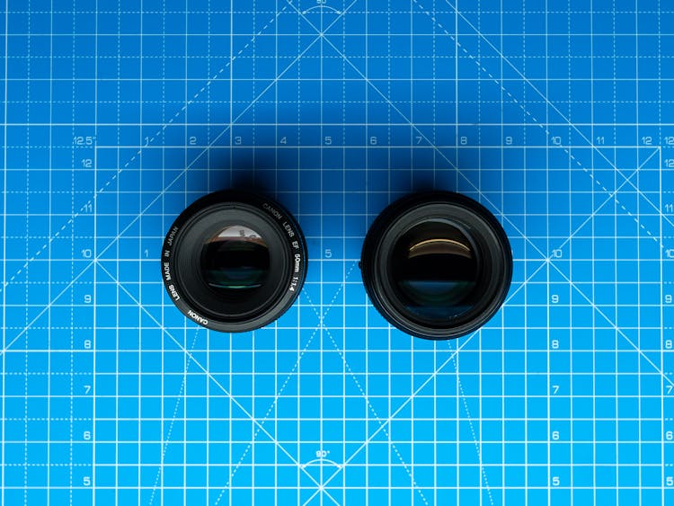 Camera Lenses On Graphing Board