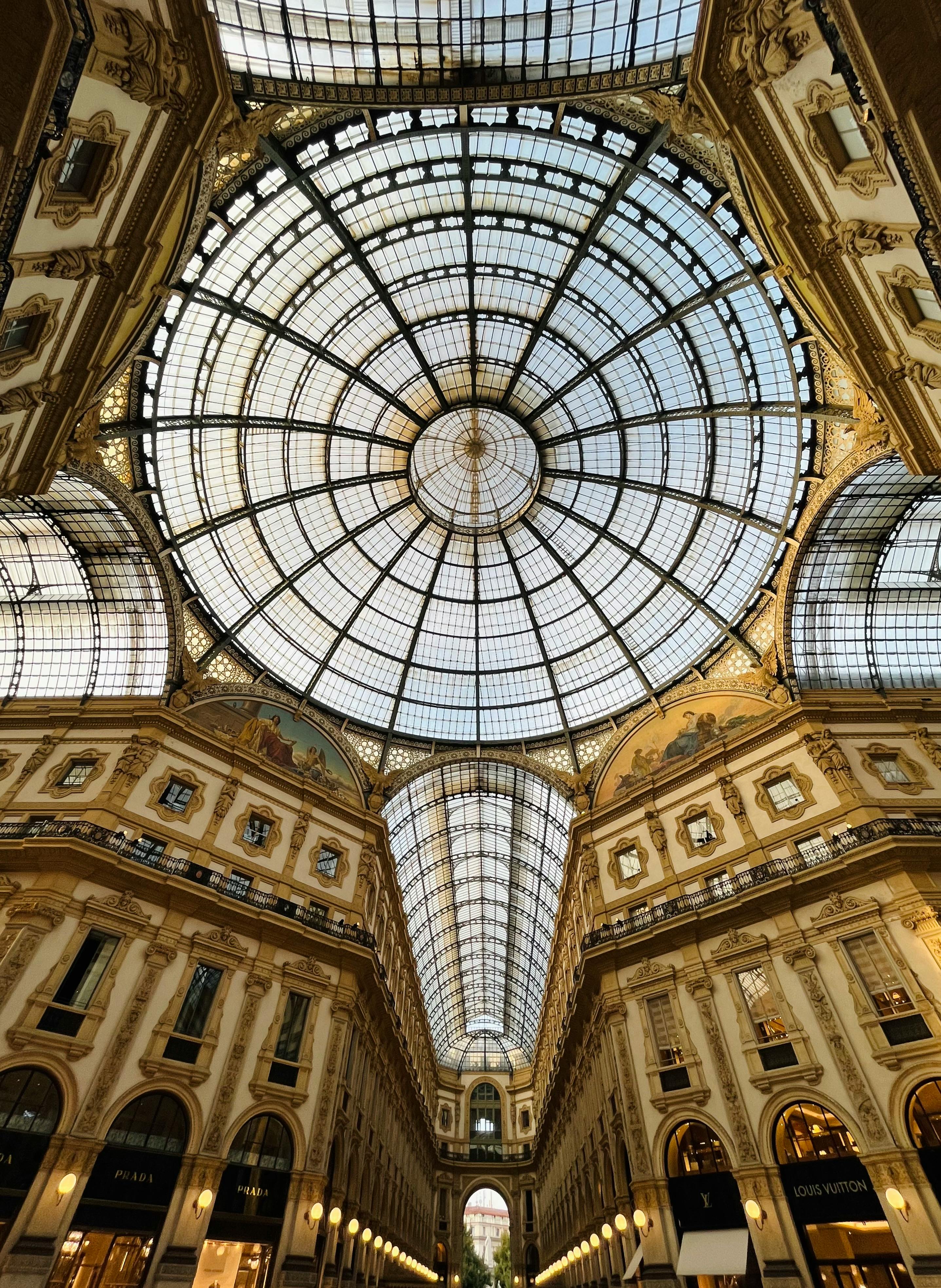 glass ceiling in shopping mall in milan