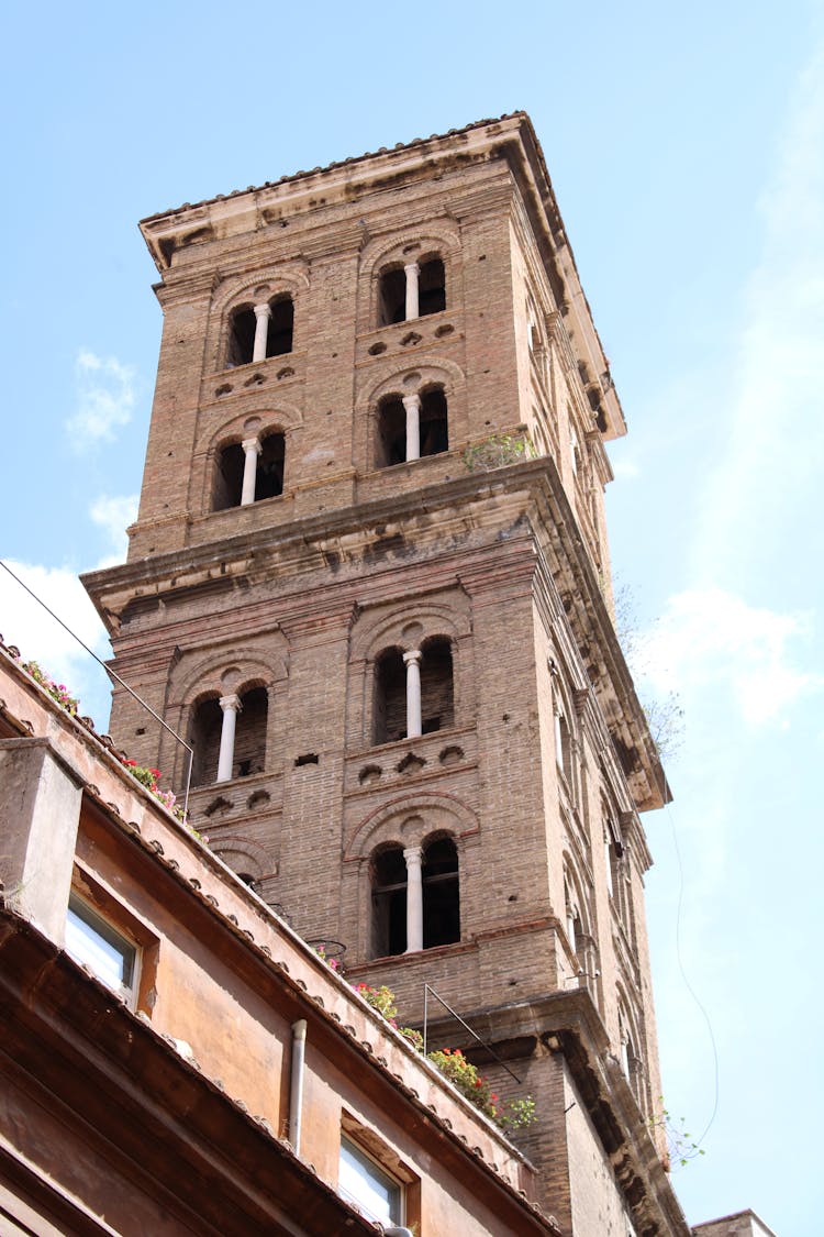 A Brown Concrete Brick Tower