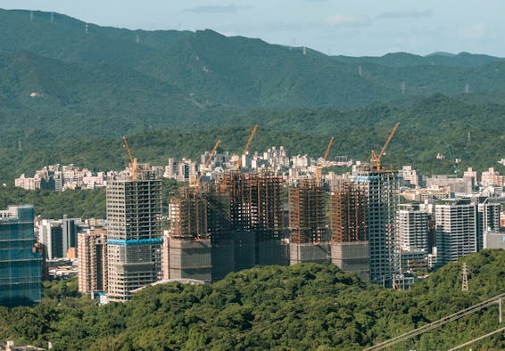 Buildings Being Constructed in a City