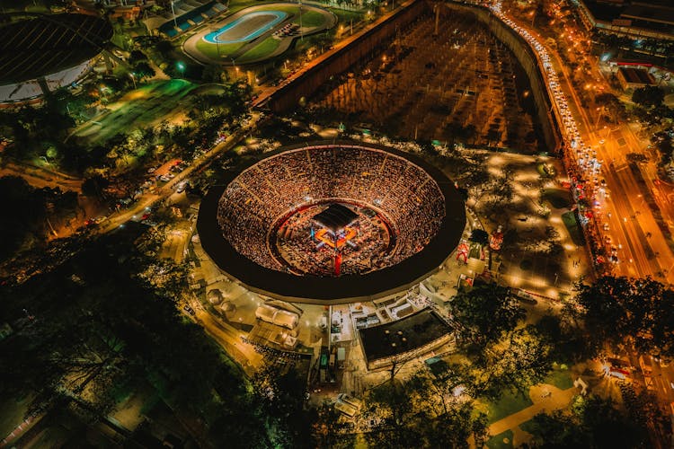 Illuminated Stadium At Night