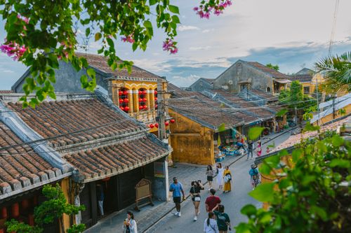 Free Charming aerial view of a historic town with vibrant streets and colonial architecture. Stock Photo