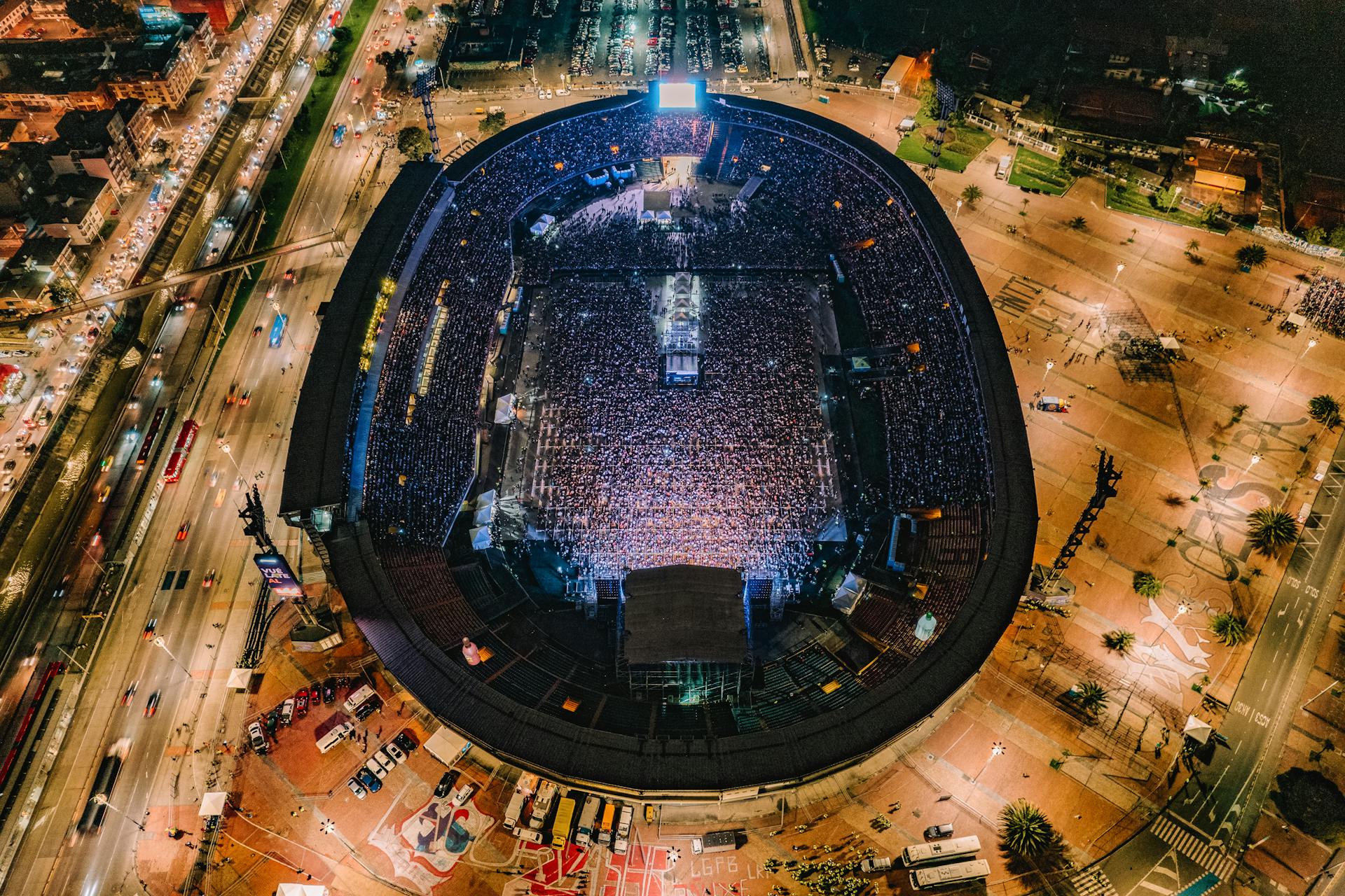 An Aerial Photo of a Stadium Full of People