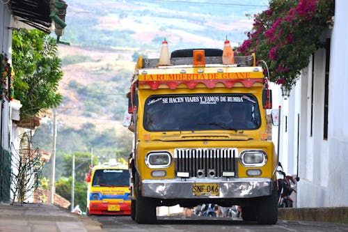 Yellow and Black Truck on Road