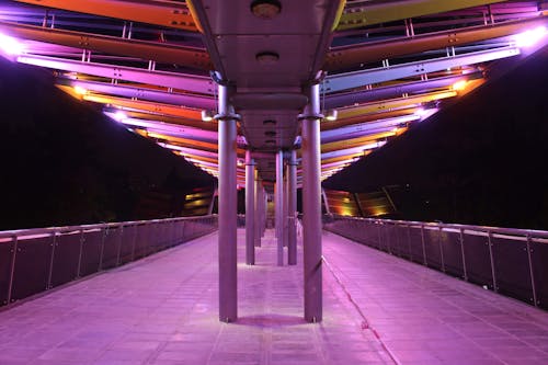 Illuminated Walkway at Railway Station