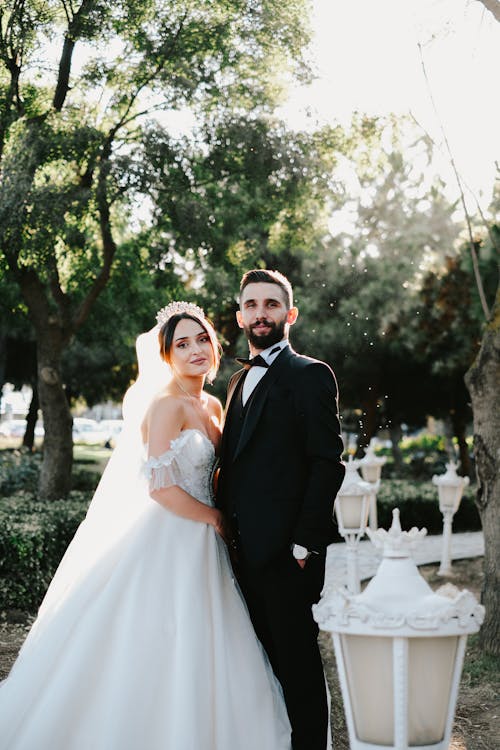 Bride and Groom Standing Close