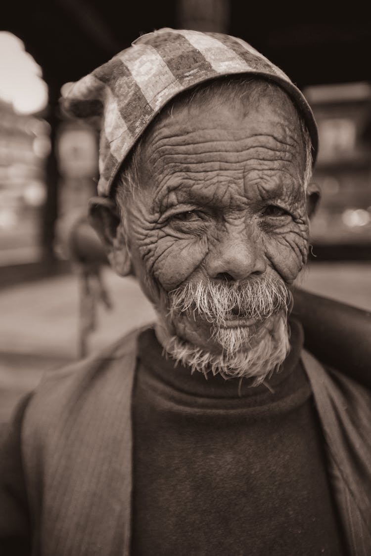 Face Of Man With Beard And Hat