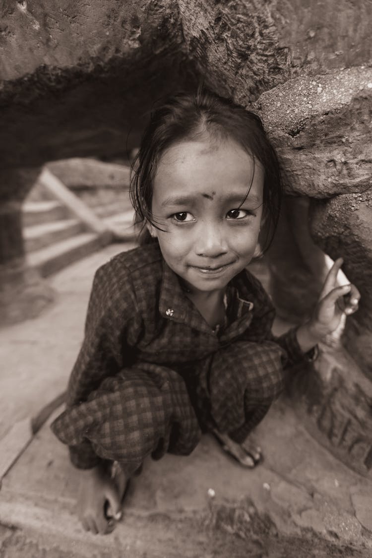 Sepia Portrait Of Child