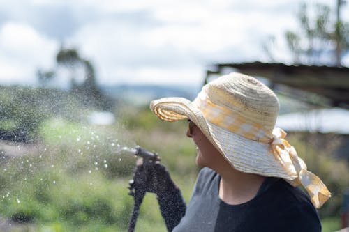 Foto profissional grátis de chapéu de praia, chapéu de verão, foco raso