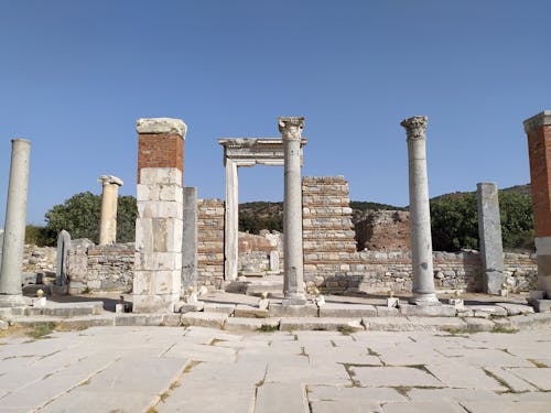 Ancient Ruins with Columns, and Pavement