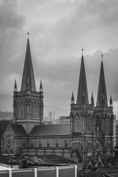 Towers of Cathedral in Black and White 