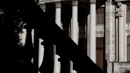 Gray Columns and Black Balustrade Silhouette