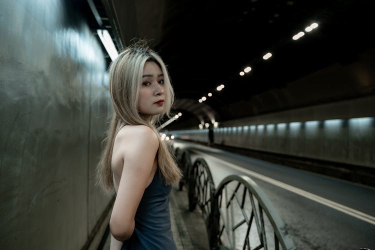 Woman Inside A Tunnel