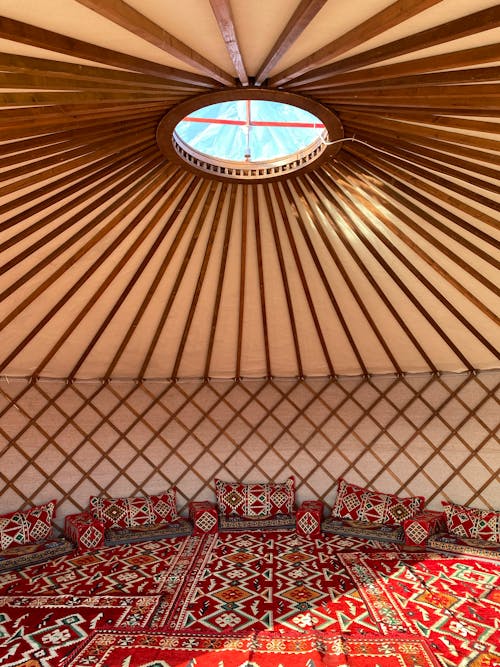 Carpet and Pillows in Tent