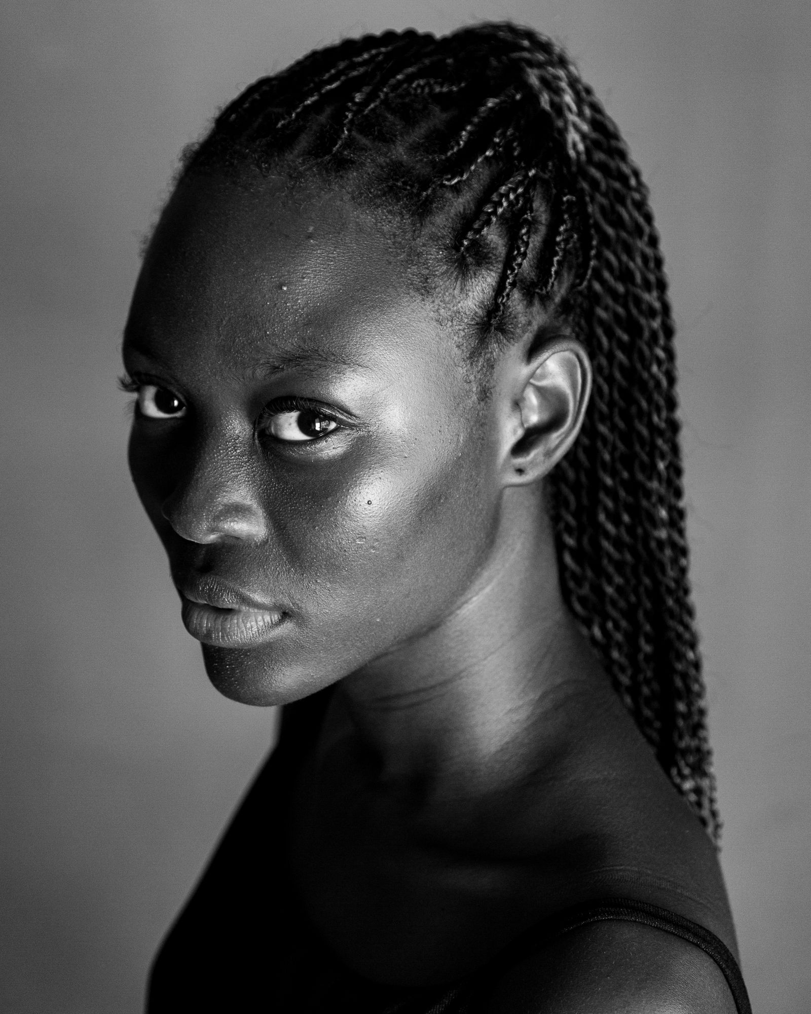 Braided hairstyle editorial portrait