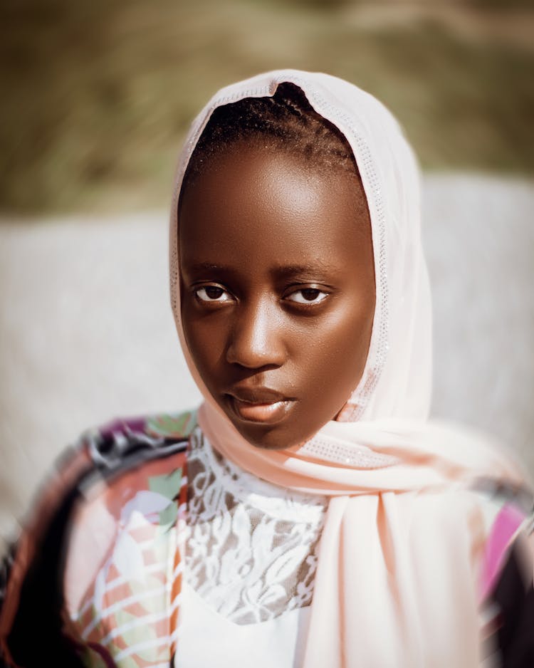 Portrait Of Girl In Handkerchief On Head