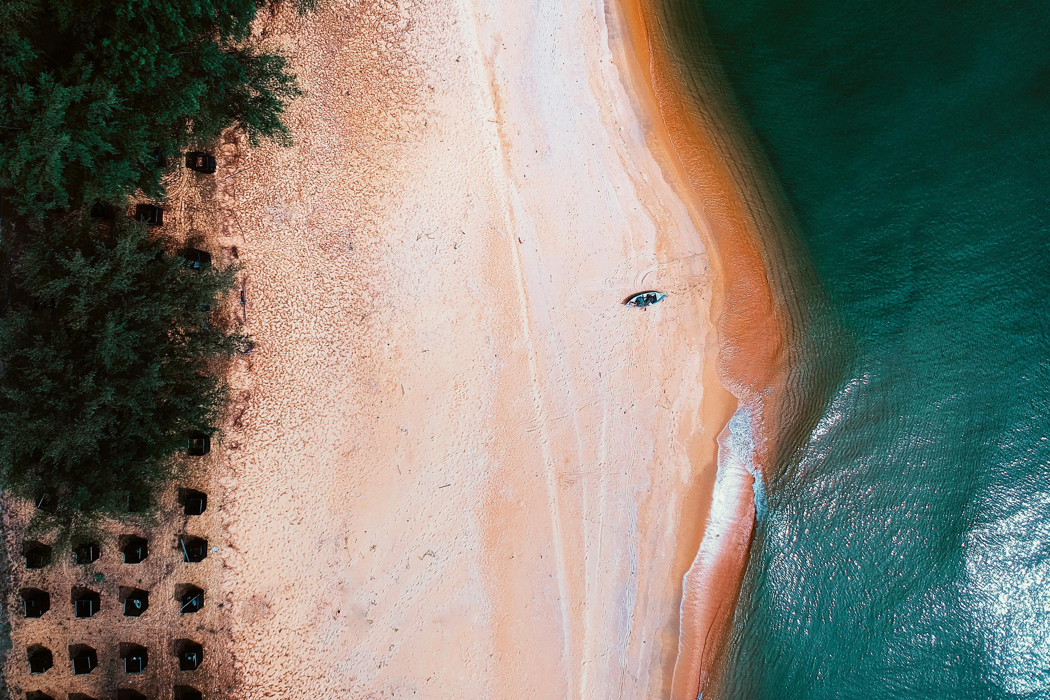 bird s eye view of boat on seashore