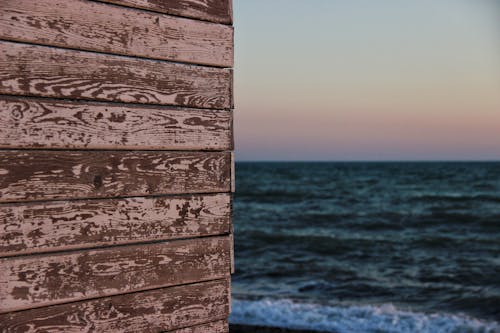 Shed Wall on Shore at Dusk