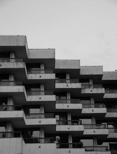 Grayscale Photo of a Concrete Building