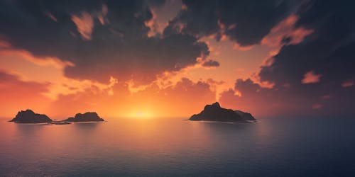 Sunset With Island View