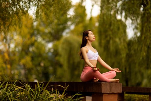 Free Woman practicing yoga outdoors in a tranquil park. Focus on mindfulness and relaxation. Stock Photo