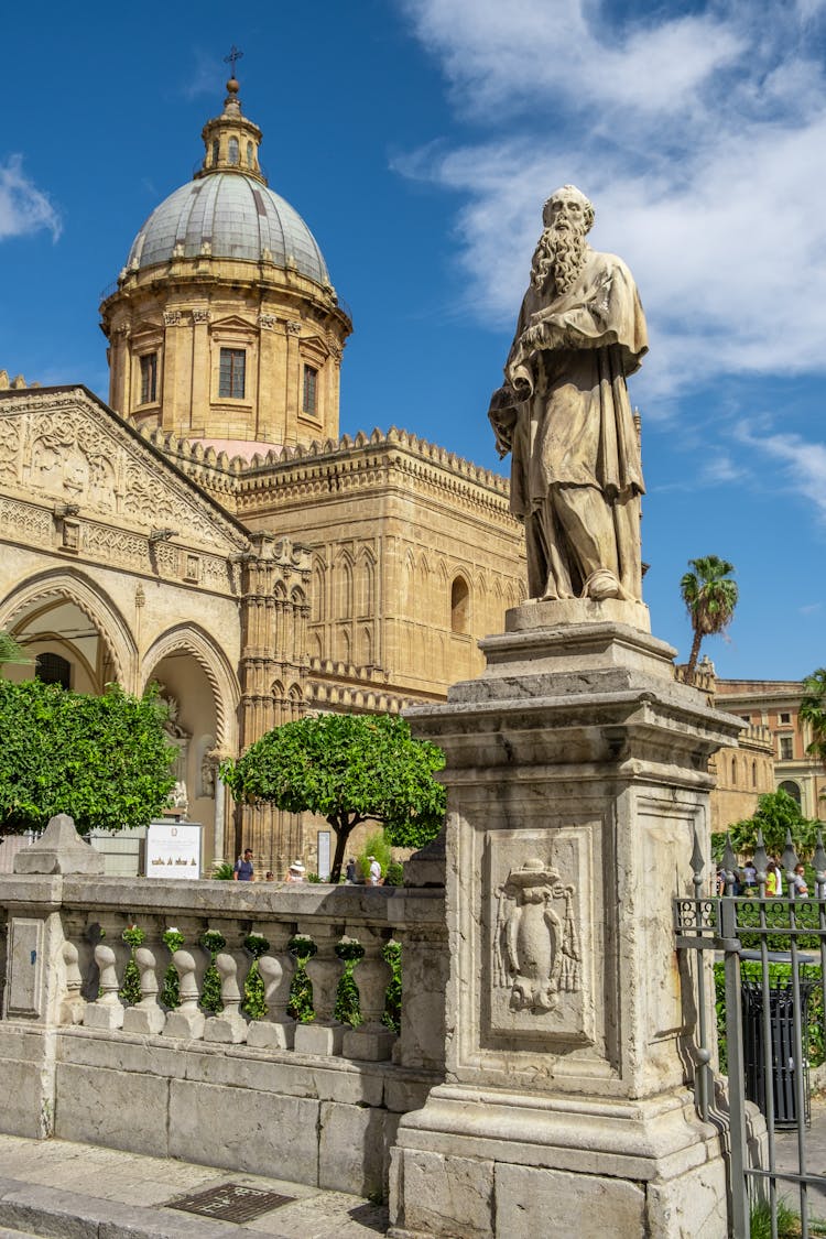 The Statue Of St Peter Near The Palermo Cathedral