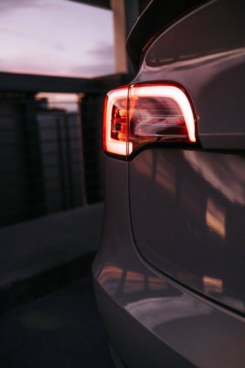 Illuminated Taillight in Close Up Photography