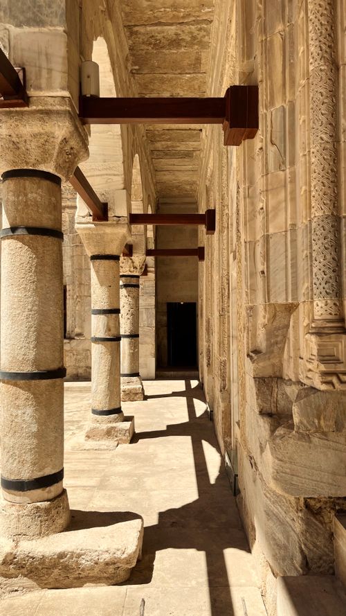 Free Ancient stone columns and arches in a historic building in Sivas, Turkey. Stock Photo