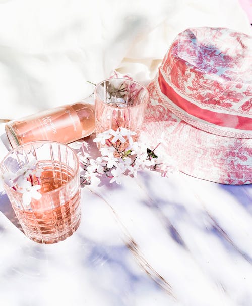 Pink Drink in Crystal Glasses