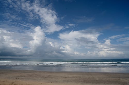 Beach under Cloudy Sky