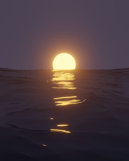Sun Setting over the Horizon