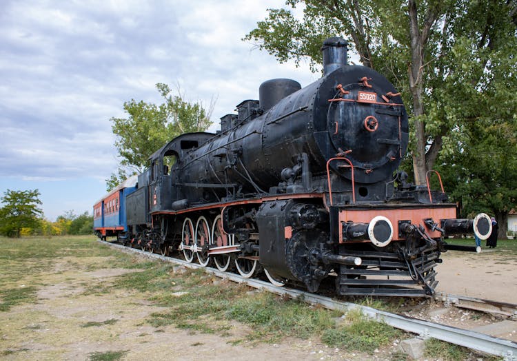 Old Locomotive Train On Tracks