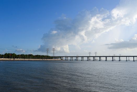 Barron Collier Bridge Above the River Under Blue Sky