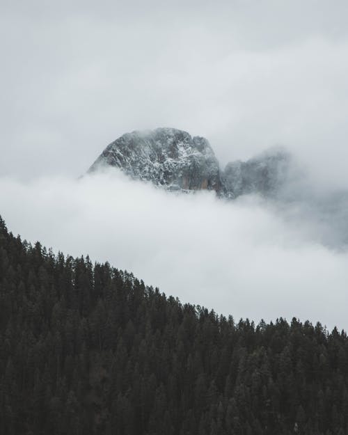 Mountain Peak in Fog