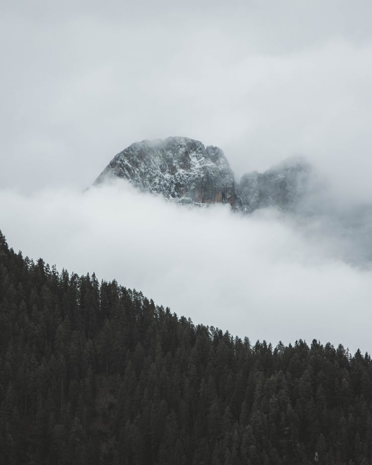 Mountain Peak In Fog