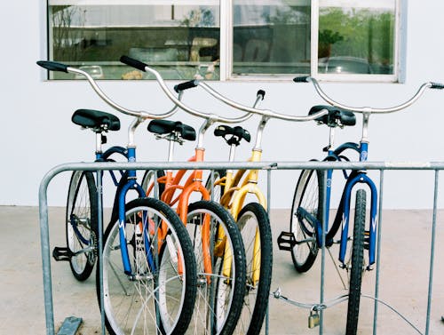 Colorful Bicycles on a Street 