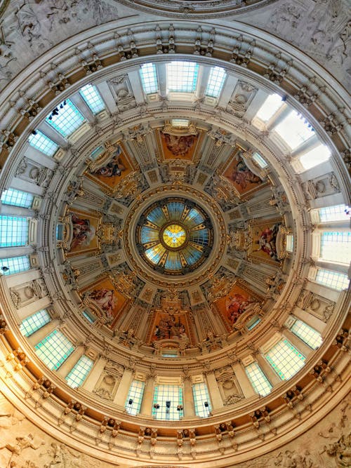 Ancient Baroque Architectural Design of a Ceiling Dome