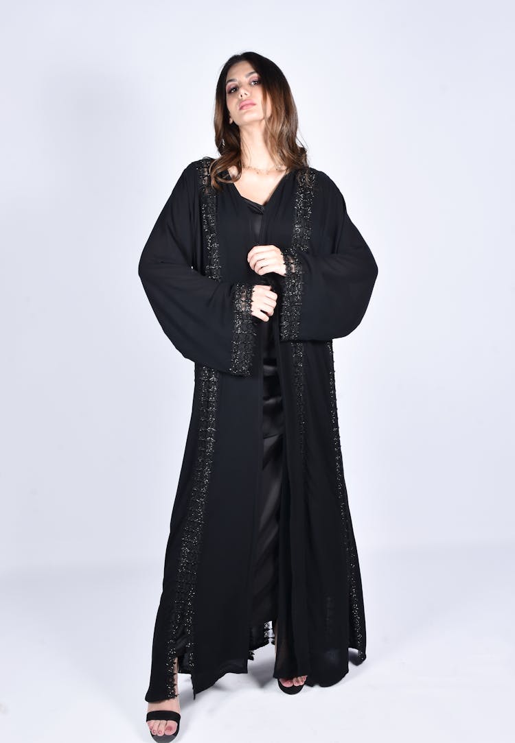 A Woman Wearing Black Abaya 